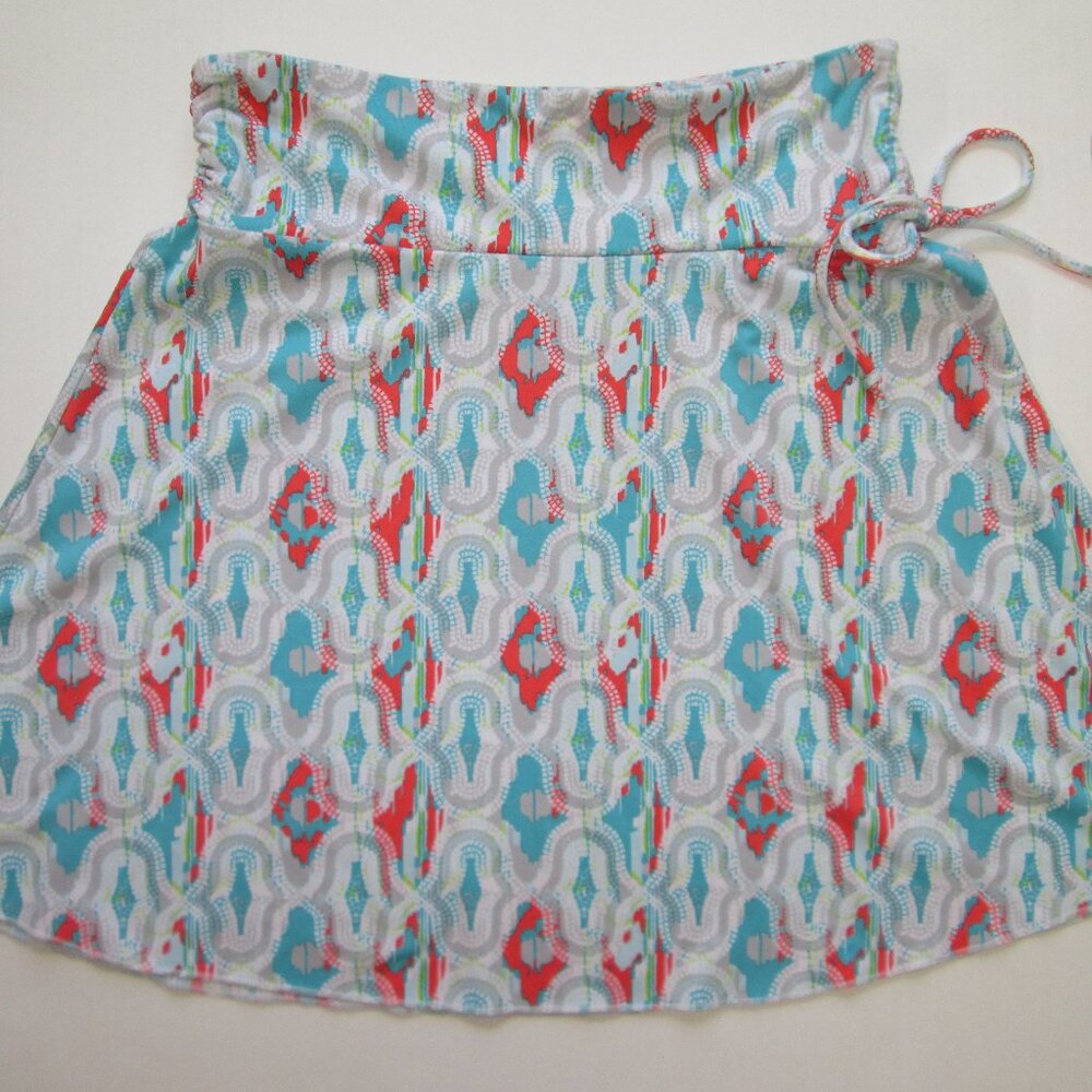 Soybu Women’s Skirt Orange Blue White Knit Stretch Pull On Comfort Active sz M